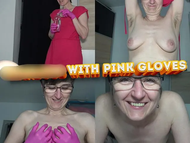 Handjob with Pink Gloves
