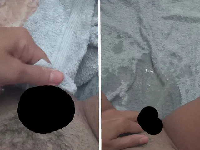 Ich pinkle auf das Handtuch
