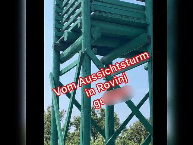 Vom Aussichtsturm auf die Blumen gepisst