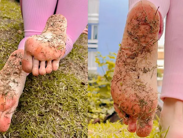 Meine Fußsohlen nach einem Barfußspaziergang im Garten *DIRTY VIDEO*