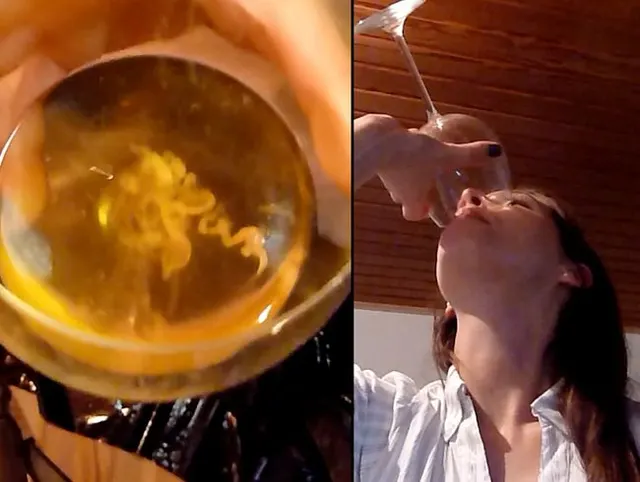 Piss-Sperma-Cocktail für die Ficksau des Monats