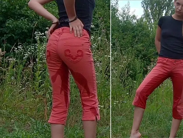 handcuffs and jeans pissing