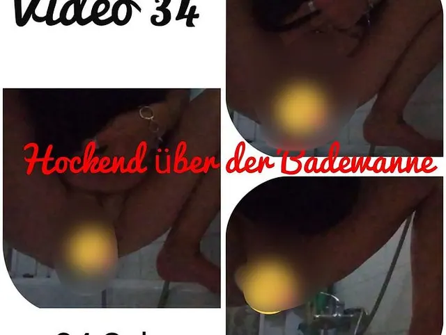 Hockend über der Badewanne