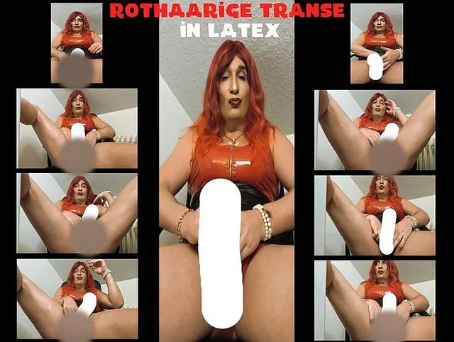 Rothaarige Transe in Latex - war wieder spritzfreudig