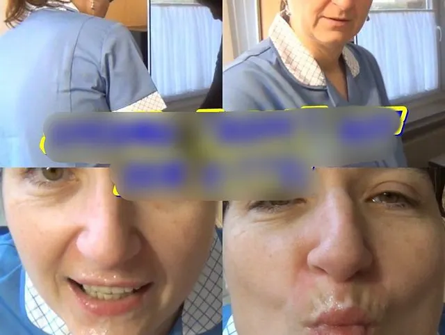 Sperma tropft auf den Kittel.