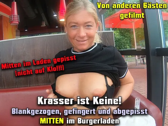 KRASSER ist KEINE!!! Blankgezogen, gefingert und abgepisst MITTEN im Burgerladen!!!