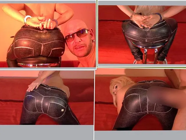 Leder Leggings Arsch bespritzt
