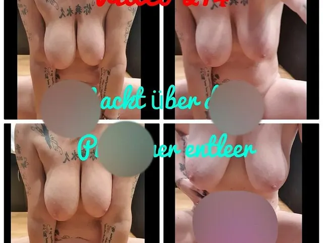 Nackt über dem Putzeimer entleert