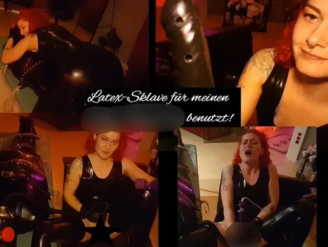 Latex Sklave zum Orgasmus benutzt
