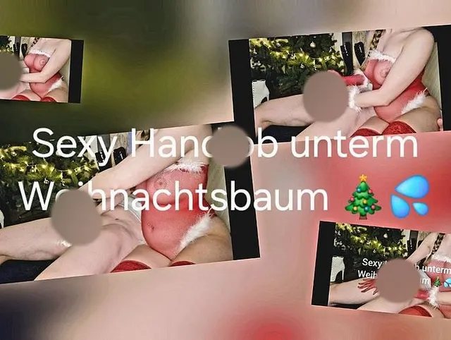 Sexy Handjob ! Sexy verpackt als Weihnachtsfrau ! Handjob unterm Tannenbaum !