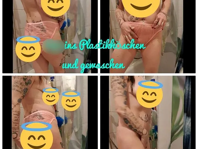Pipi ins Plastikhöschen und dann gewaschen  ...