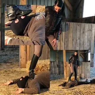 Mein Stiefelecker bekommt ein Trampling auf dem Stallboden