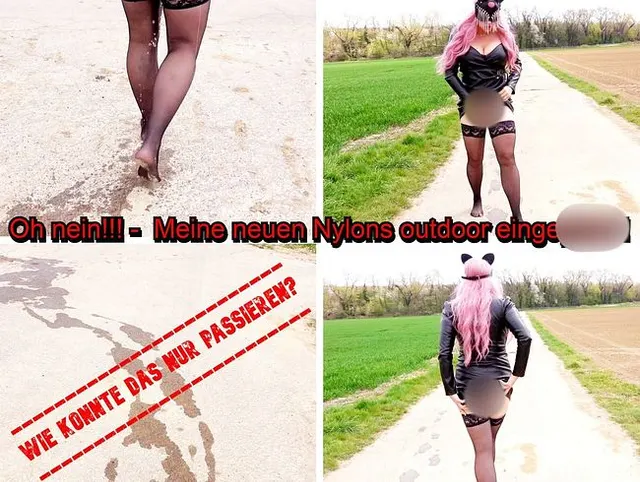 Wie konnte das passieren? Meine neuen Nylons outdoor eingepisst !