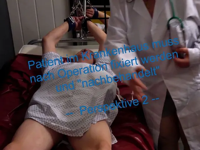 Patient im Krankenhaus muss nach Operation fixiert werden und "nachbehandelt" -- Perspektive 2 --