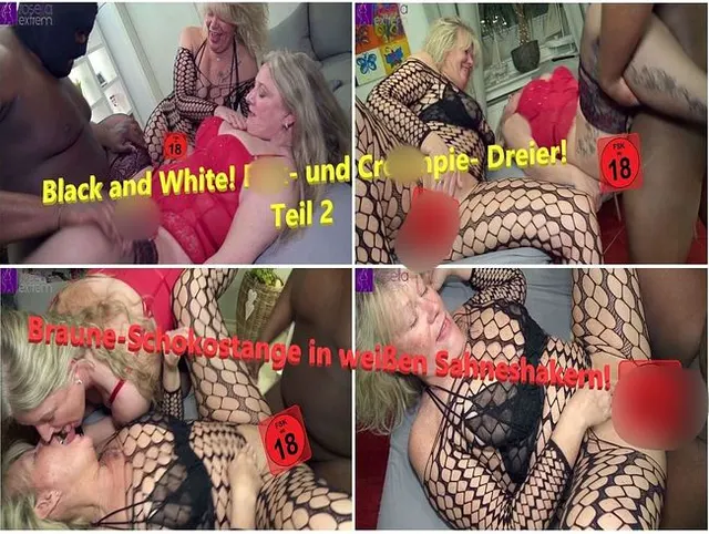 Black and White! Fick- und Creampie- Dreier! Teil 2! Braune-Schokostange in weißen Sahneshakern!