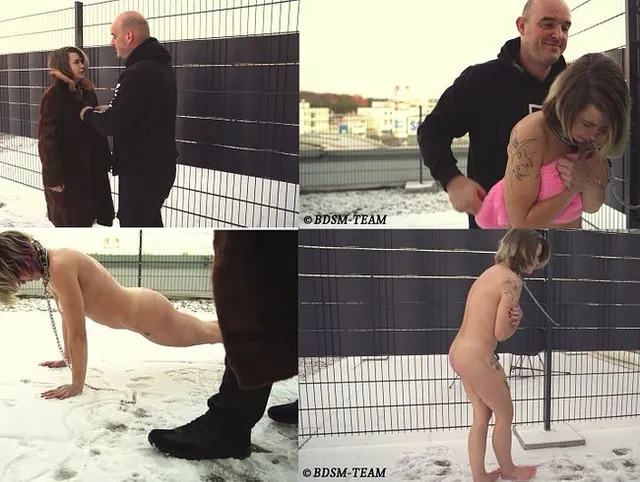Punk Mädchen Emily muss im Schnee blasen im Pelz....