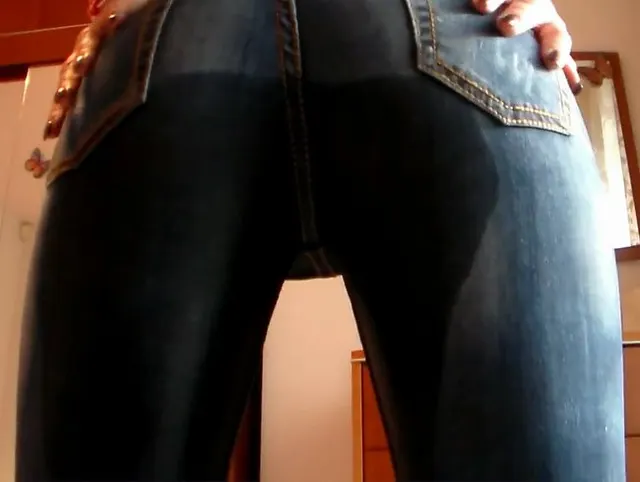 Jeans Wetting and Dildo Riding