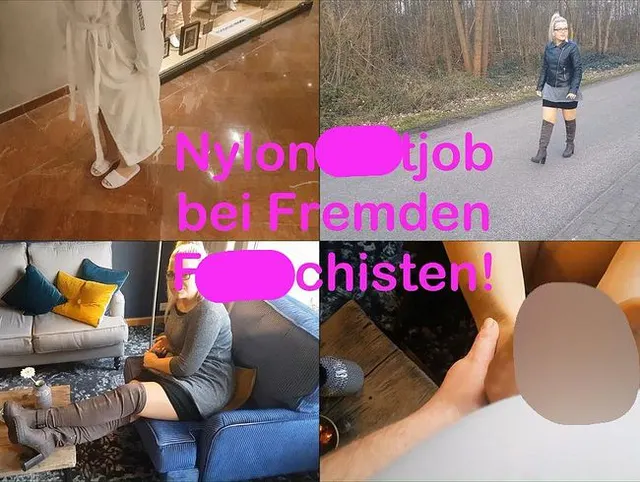 Nylonfootjob bei fremden Fetischisten!