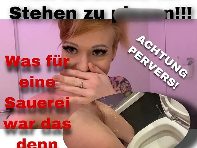 Ich versuche im Stehen zu pissen!!! Was für eine Sauerei...