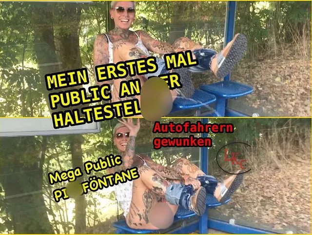 Mein erstes mal Mega Public Pissfontäne an der Bushaltestelle